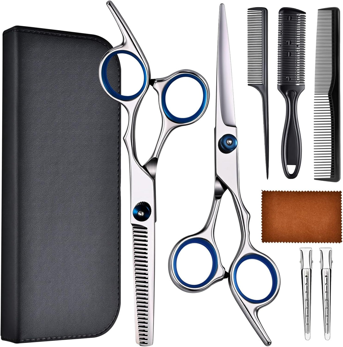 Hair Cutting Scissors Set, 4Cr13MoV Cutting and Thinning Shears, 9-Piece