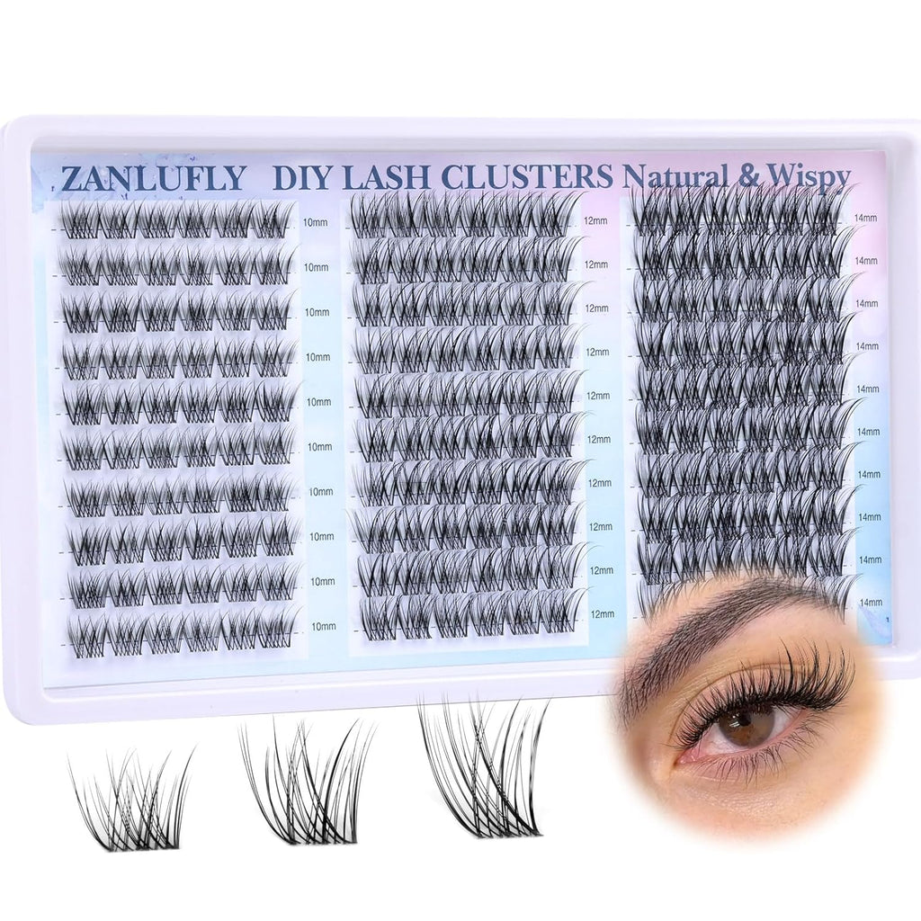 Lash Clusters Wispy Eyelash Clusters Natural CC-Curly Cluster Lashes zanlufly Wispy Individual Lashes 180Pcs Eyelash Ext