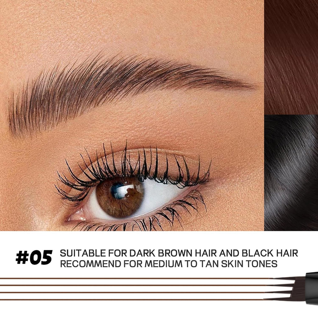 2 Pack Eyebrow Pen, Waterproof Microblading Eyebrow Pencil, 4 Tip Precise Eye Brow Makeup Pen for Women to Effortlessly 