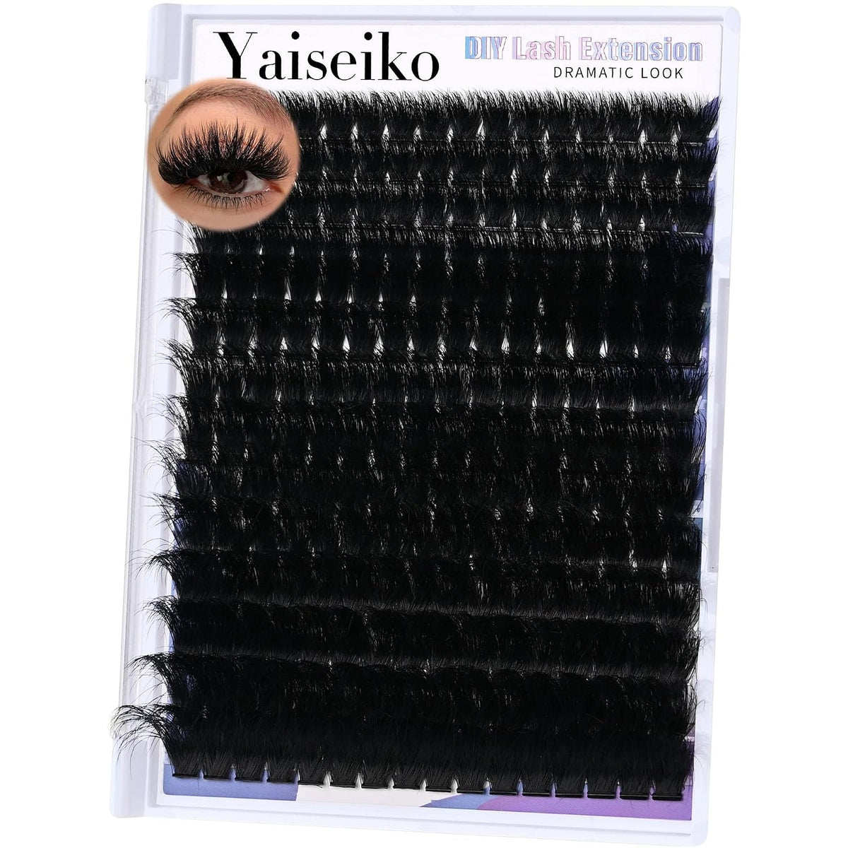 Yaiseiko Fluffy Lash Clusters 300D Thick Long 12-25mm Volume Cluster Eyelash Extensions 224Pcs Wispy Individual Lashes D