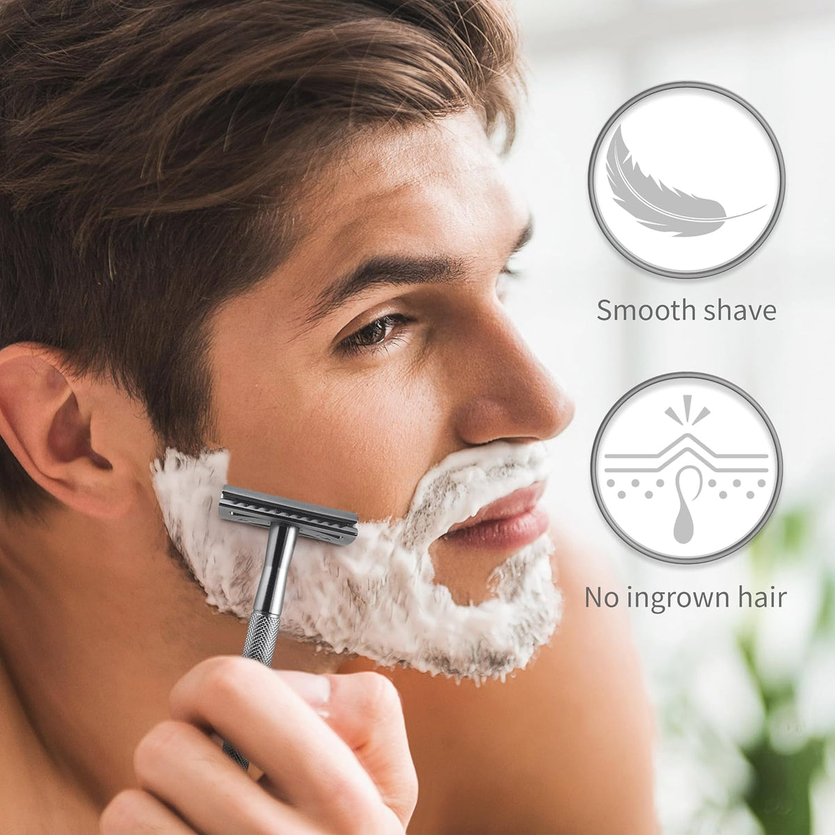 Bambaw Double Edge Safety Razor for Men & Women, Metal Razor with 5 Double Edge Safety Razor Blades, Eco-Friendly Razor 