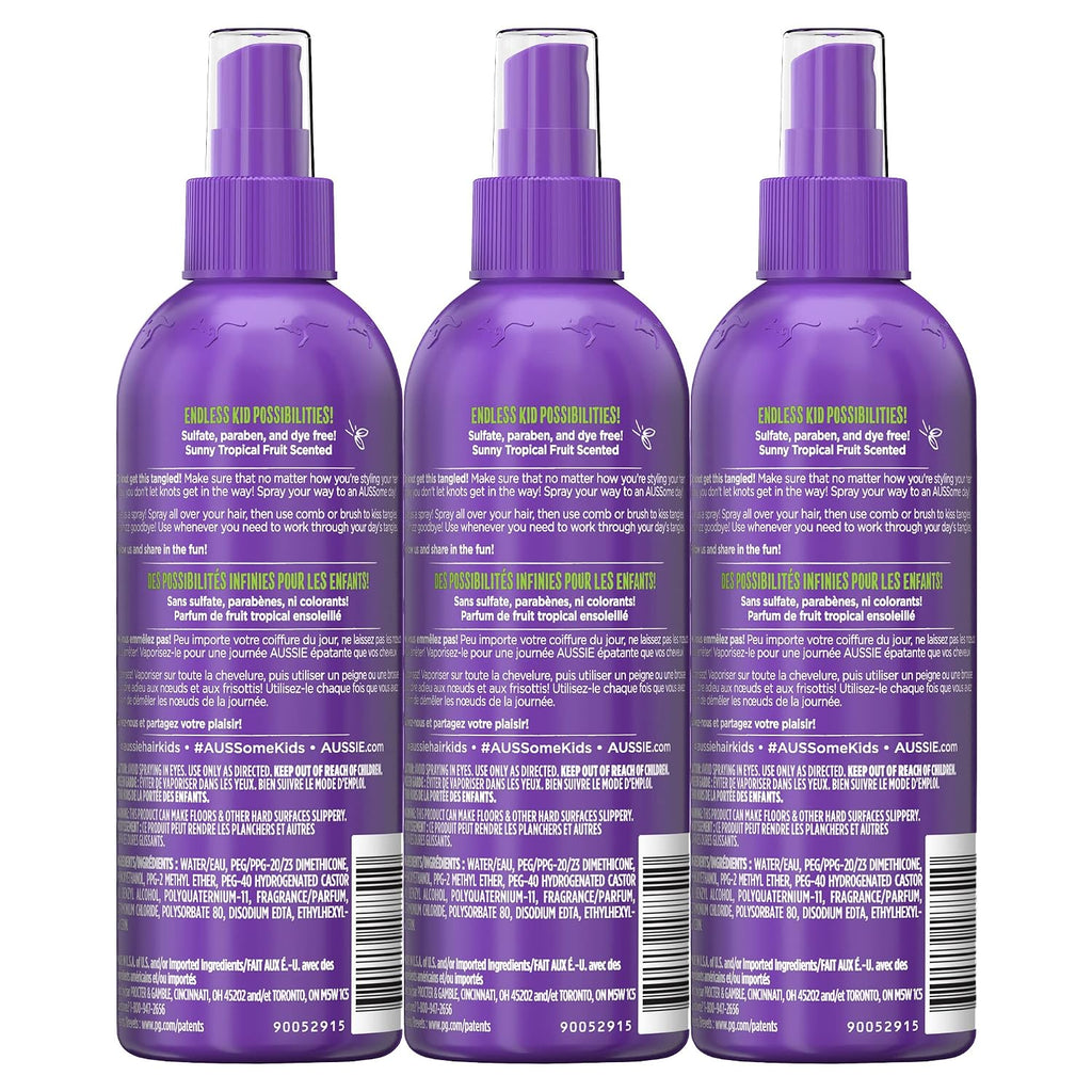 Aussie Kids Moist Detangler Spray, Sulfate & Paraben Free, Moisturizing & Tangle-Free Hair Care for Kids, Cruelty-Free, 