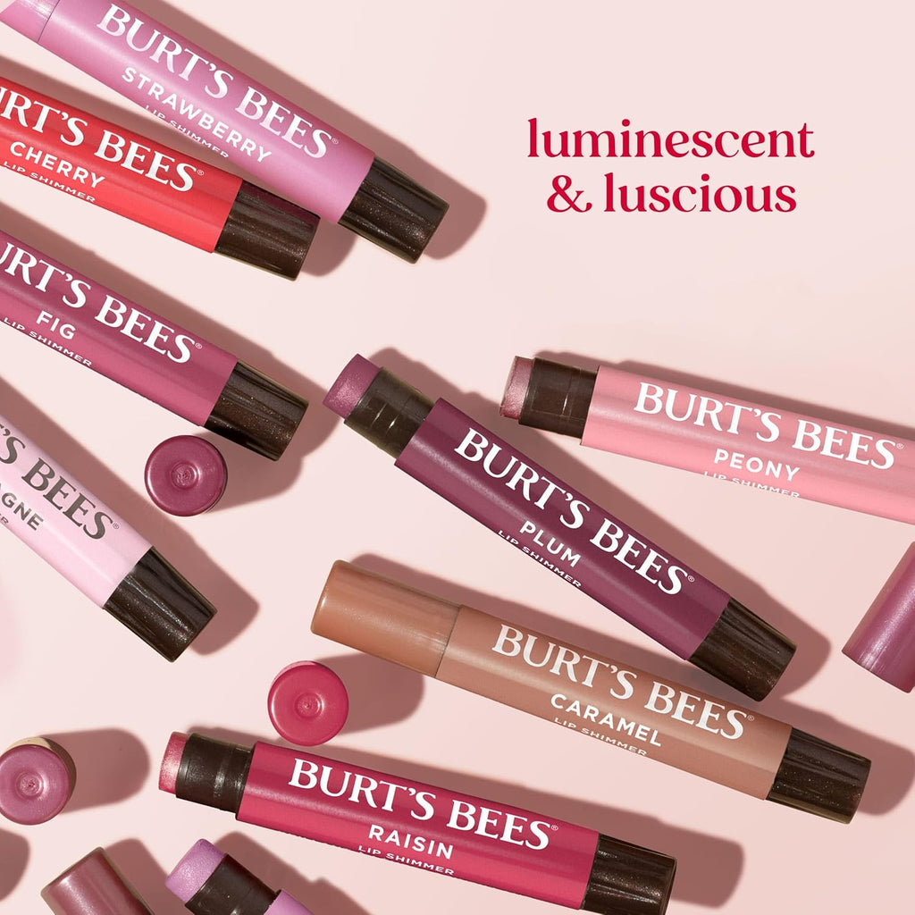 Burt's Bees Shimmer Lip Tint Set, Tinted Lip Balm Stick, Moisturizing for All Day Hydration with Natural Origin Glowy Pi