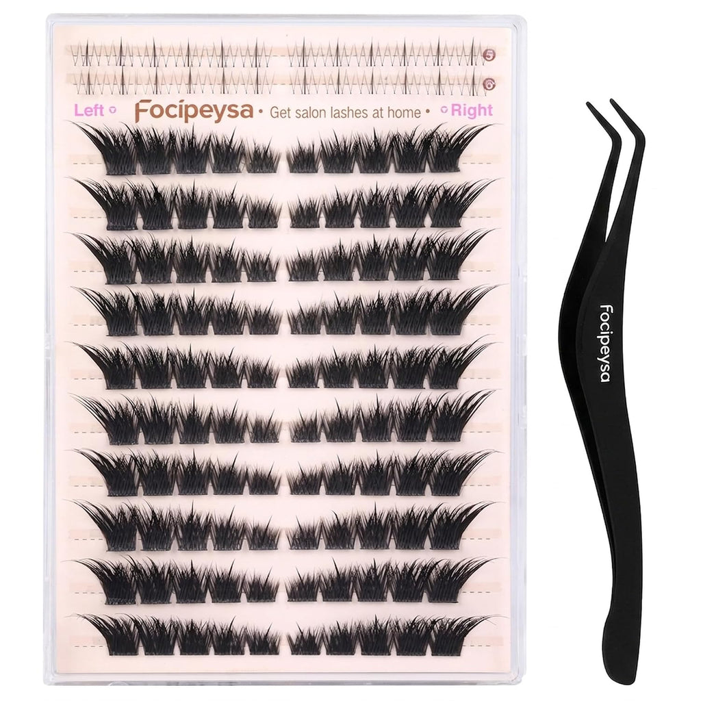 Focipeysa Wispy Lash Clusters Spiky Eyelash Clusters 10-18mm Eyelash Extensions Fox Eye Eyelash Right Left Individual La