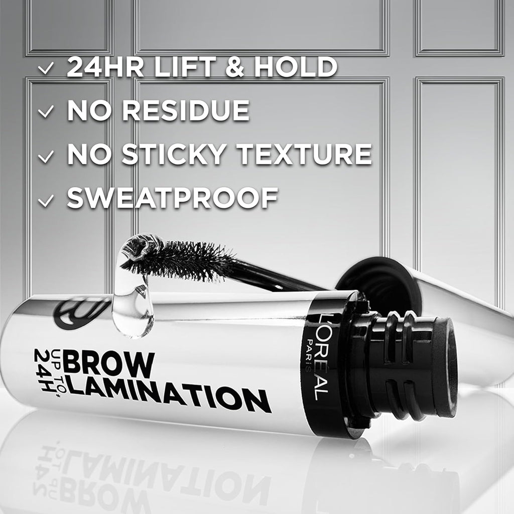 L'Oreal Paris Infallible Up To 24H Wear Brow Lamination, Water-Resistant Longwear Eyebrow Gel Make Up, Clear/Transparent