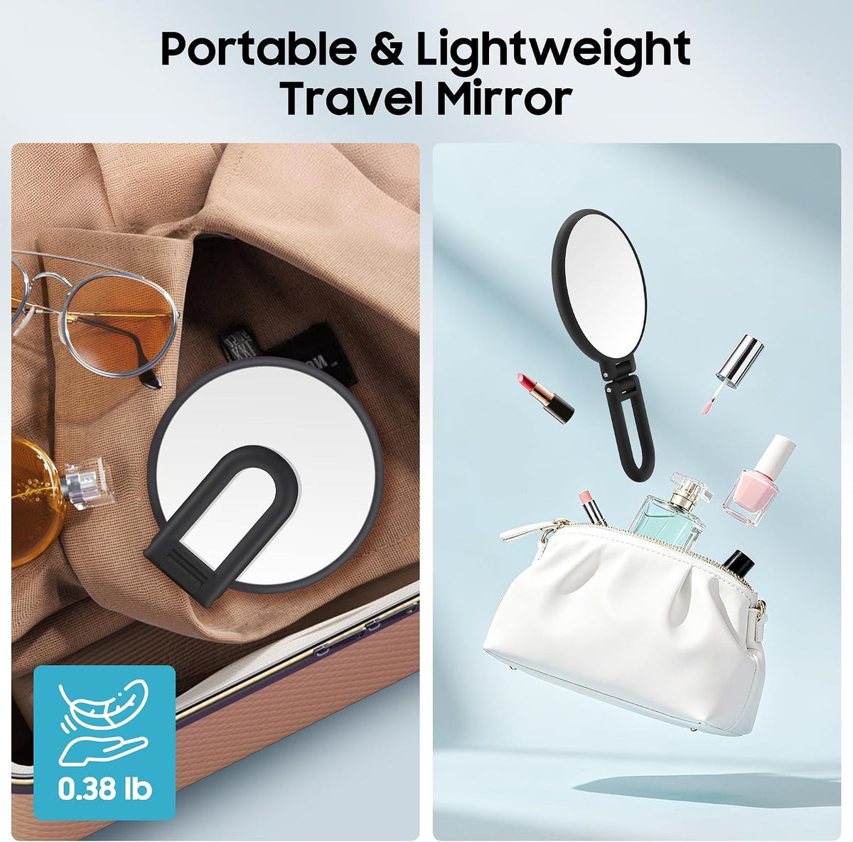 40X Magnifying Mirror, Hand Mirror for Makeup, Double Sided with 40X/1X Magnification, Travel Essential, Portable Foldab
