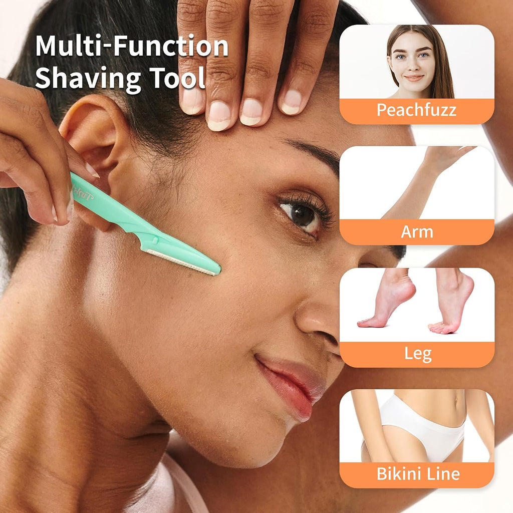 Tinkle Dermaplaning Tool 6ct, Dermaplane Razor for Women, Safe and Easy Peach Fuzz Remover, Eyebrow Trimmer with Protect