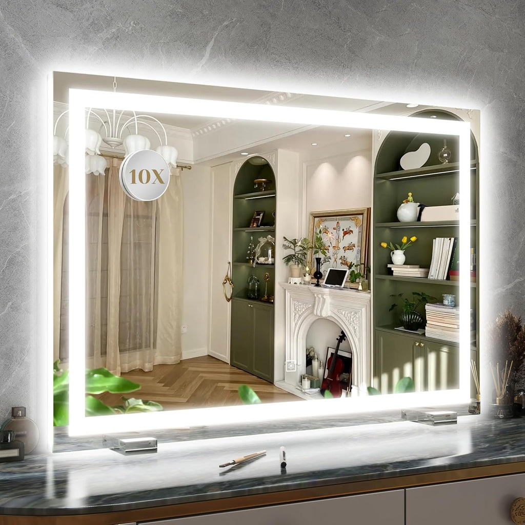 ROLOVE Vanity Mirror with Lights for Desk, 12.6"x15", Dimmable, White