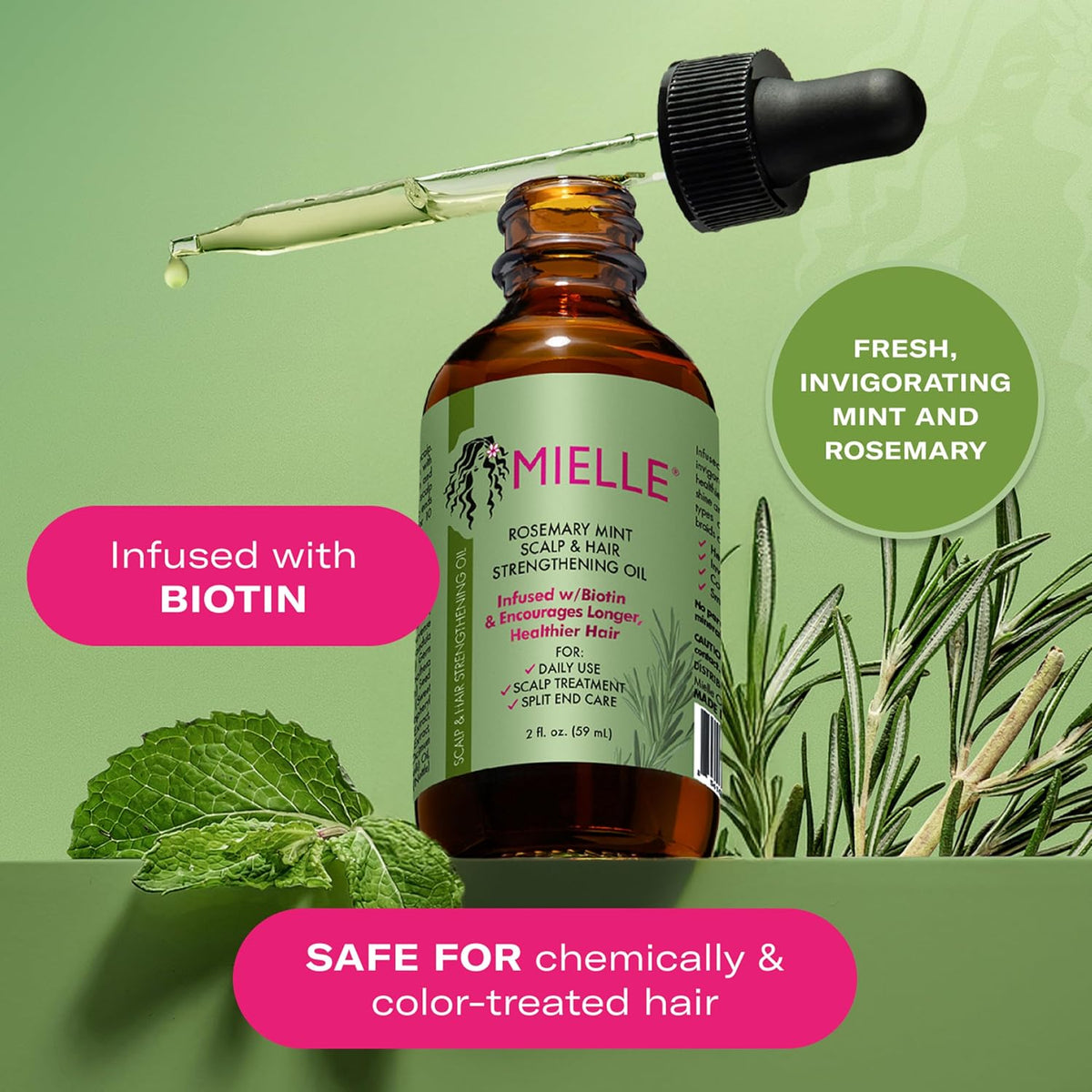Mielle Organics Rosemary Mint Hair Oil with Biotin, 2 oz