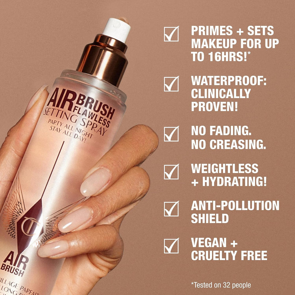 Charlotte Tilbury Airbrush Flawless Setting Spray - Ultra-Fine Hydrating Mist to Prime & Set Makeup Up to 16Hr – Soothes