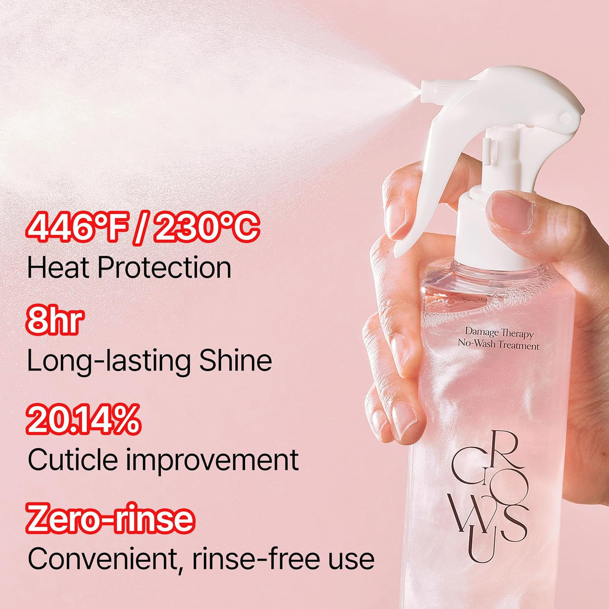 GROWUS Leave-In Conditioner Spray | Heat Protection | Korean Hair Care