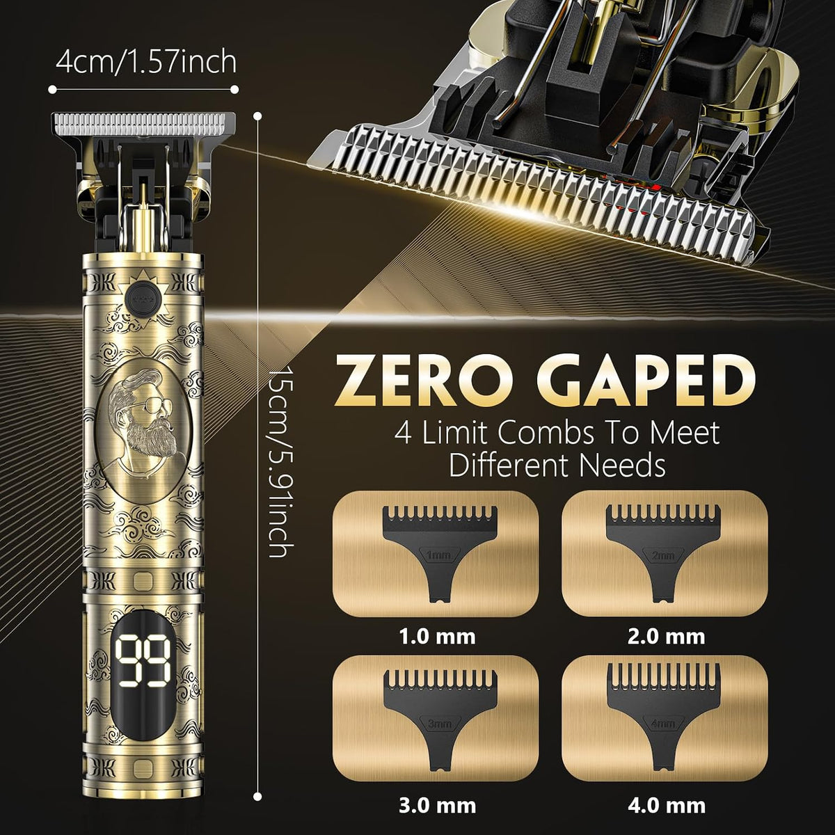 Solati Hair Clippers for Men, Professional Hair Trimmer Zero Gapped T-Blade Trimmer Cordless Rechargeable Edgers Clipper