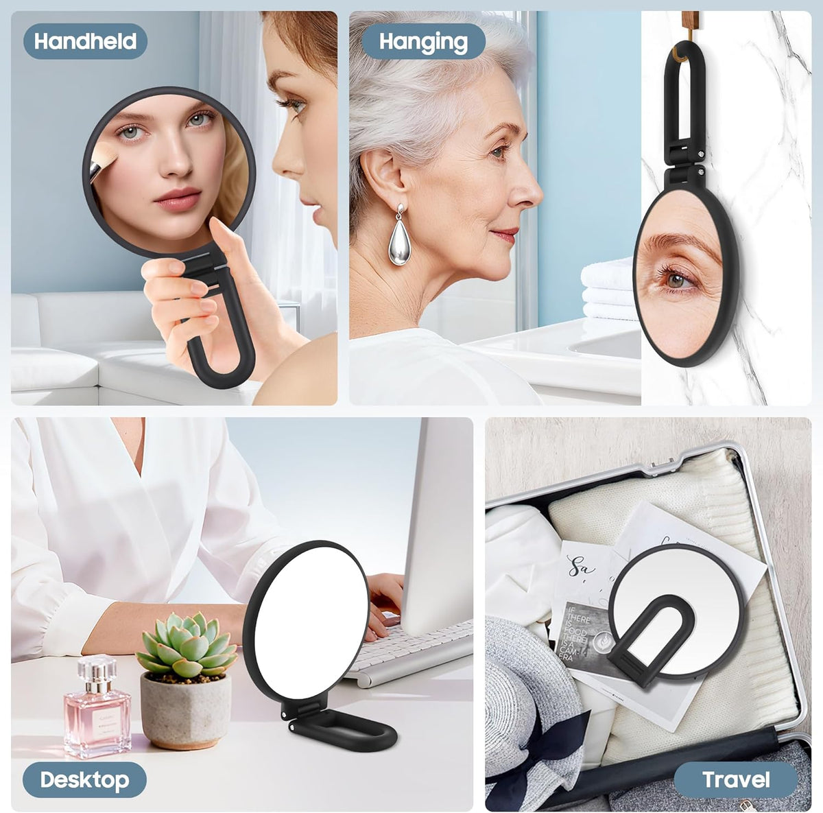 40X Magnifying Mirror, Hand Mirror for Makeup, Double Sided with 40X/1X Magnification, Travel Essential, Portable Foldab
