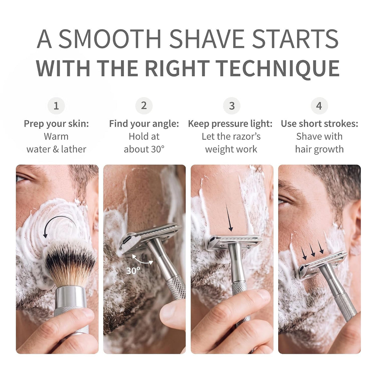 Bambaw Double Edge Safety Razor for Men & Women, Metal Razor with 5 Double Edge Safety Razor Blades, Eco-Friendly Razor 
