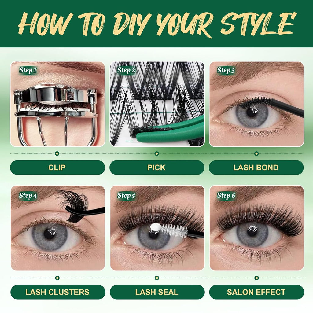 KEYYOU Lash Clusters Eyelash Clusters Natural Wispy D Curl 8-18mm MIX Y01