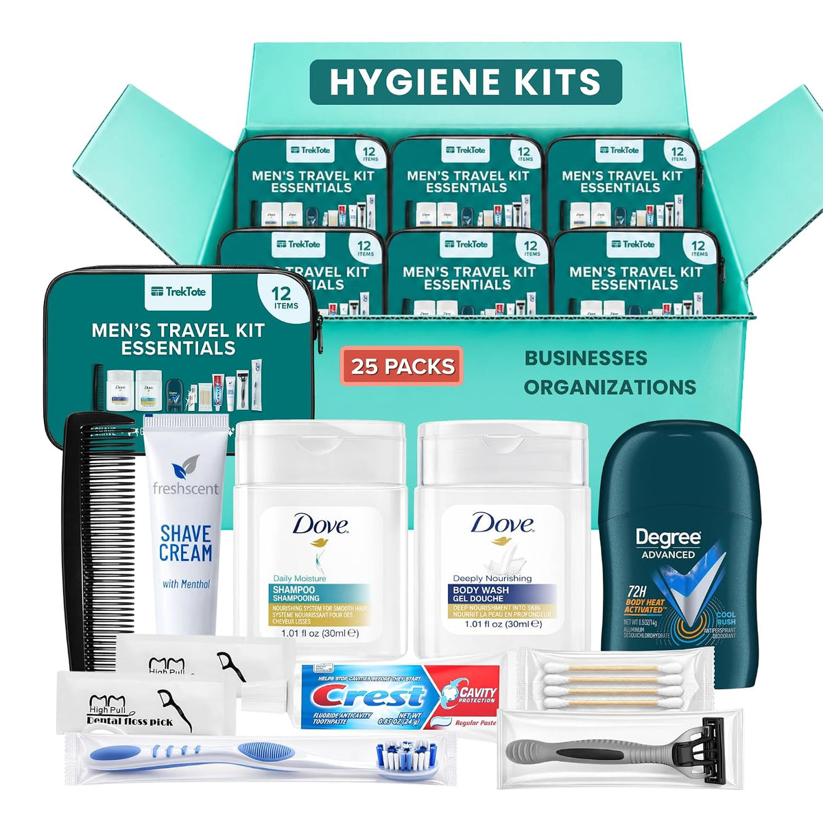 Travel Essentials For Men Travel Kit With Name Brand Travel Size Toiletries