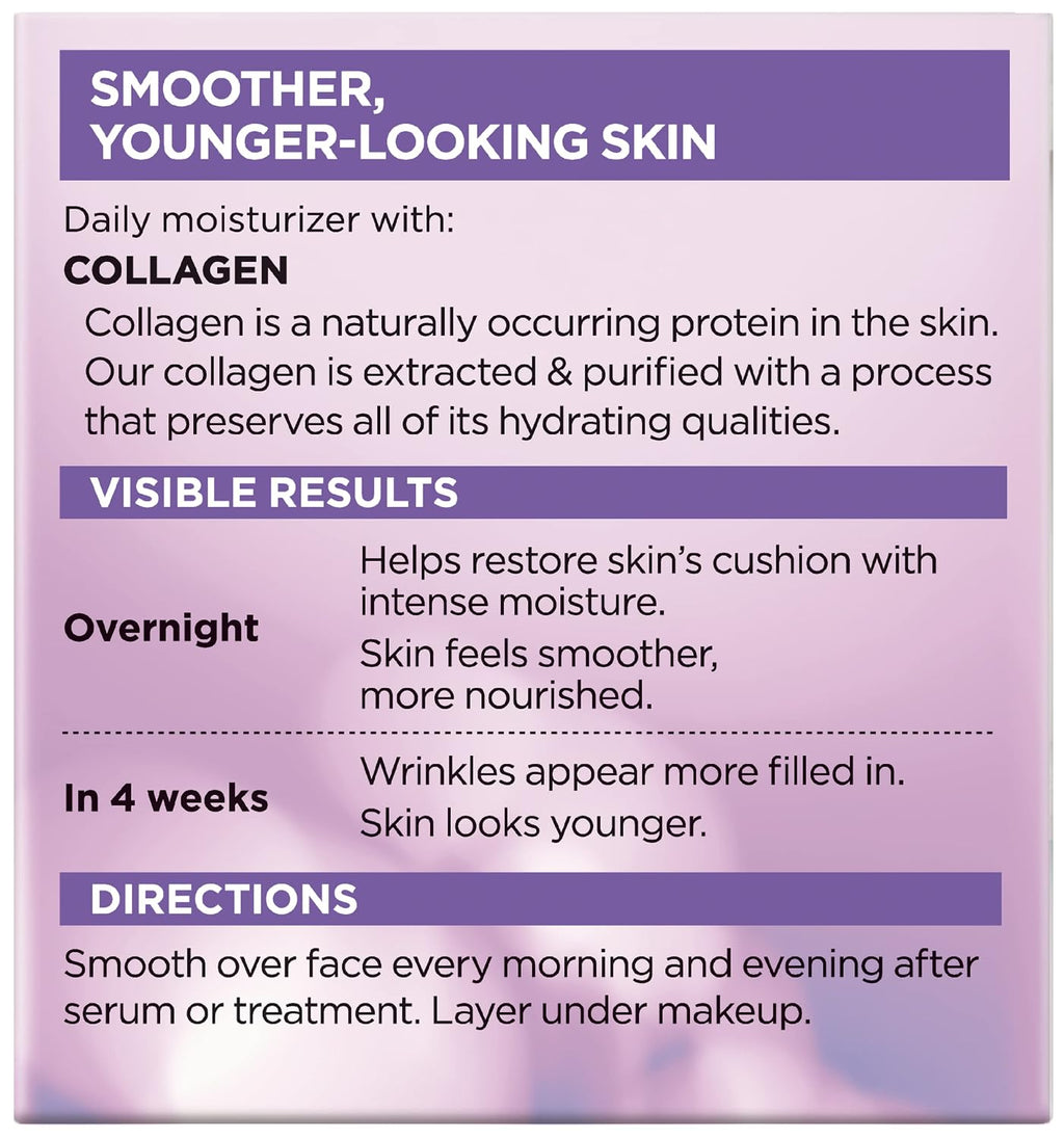 L’Oreal Paris Collagen Daily Face Moisturizer, Anti Aging Face Cream to Reduce Wrinkles and Provide Intense Hydration, 1
