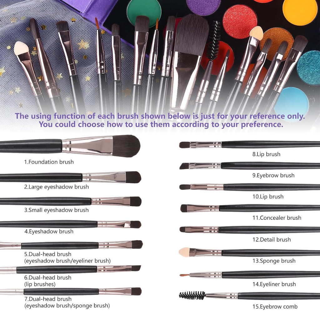 UCANBE Eyeshadow Palette with 15Pcs Brushes Makeup Set, Pigmented 86 Colors Make Up Sets Valentine's Day Gift, Matte Shi
