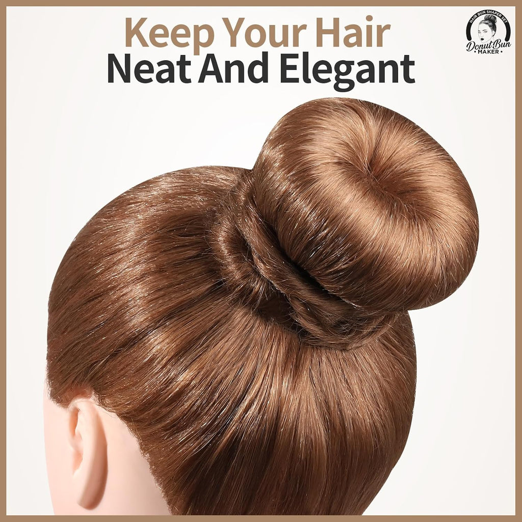 Teenitor Hair Bun Maker, Hair Buns for kids Girls, Hair Donuts, Ballet Bun Maker,4 Size, Light Brown
