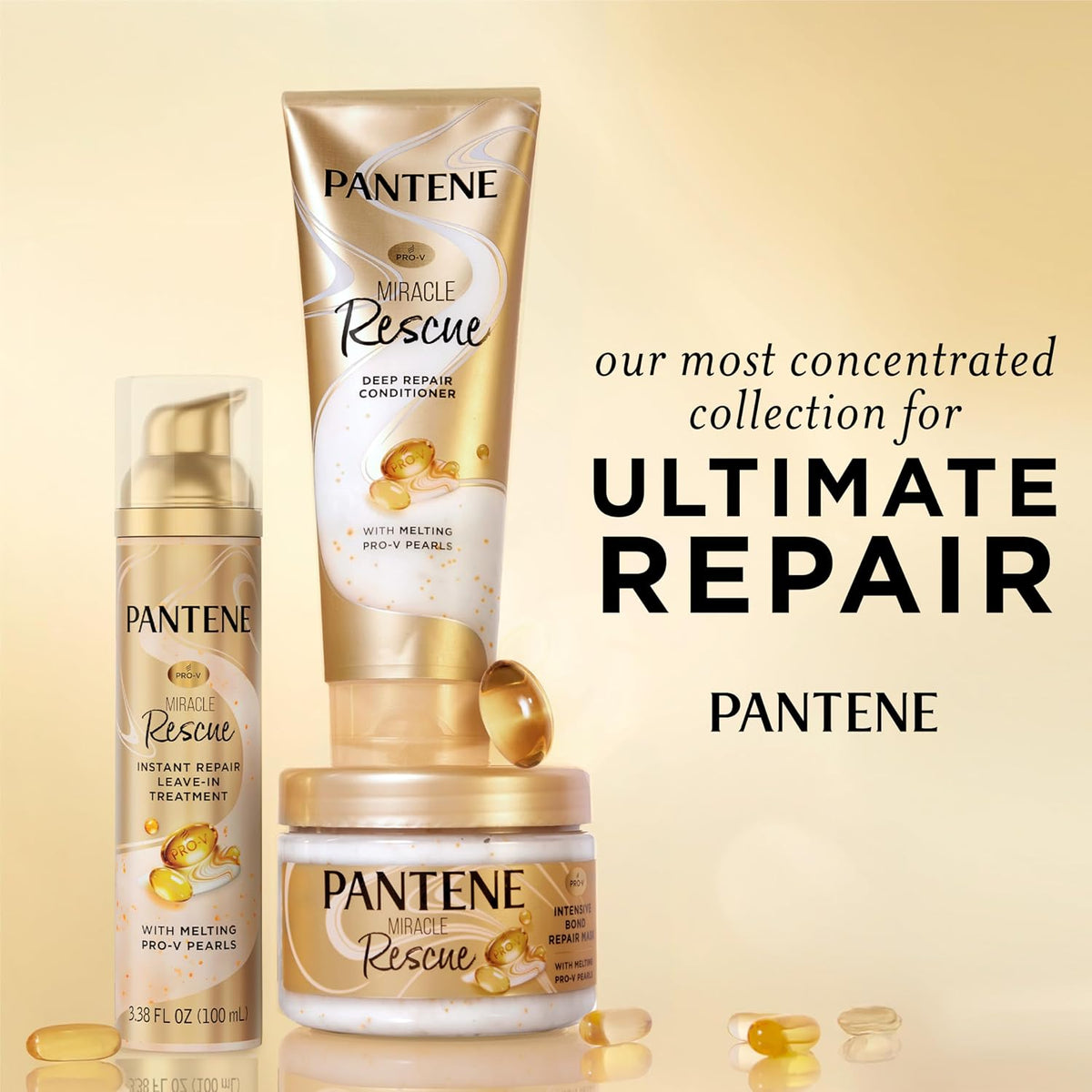 Pantene Miracle Rescue Hair Mask, Intensive Bond Repair with Melting Pro-V Pearls, Melts Away Damage, Builds Bonds, Stre