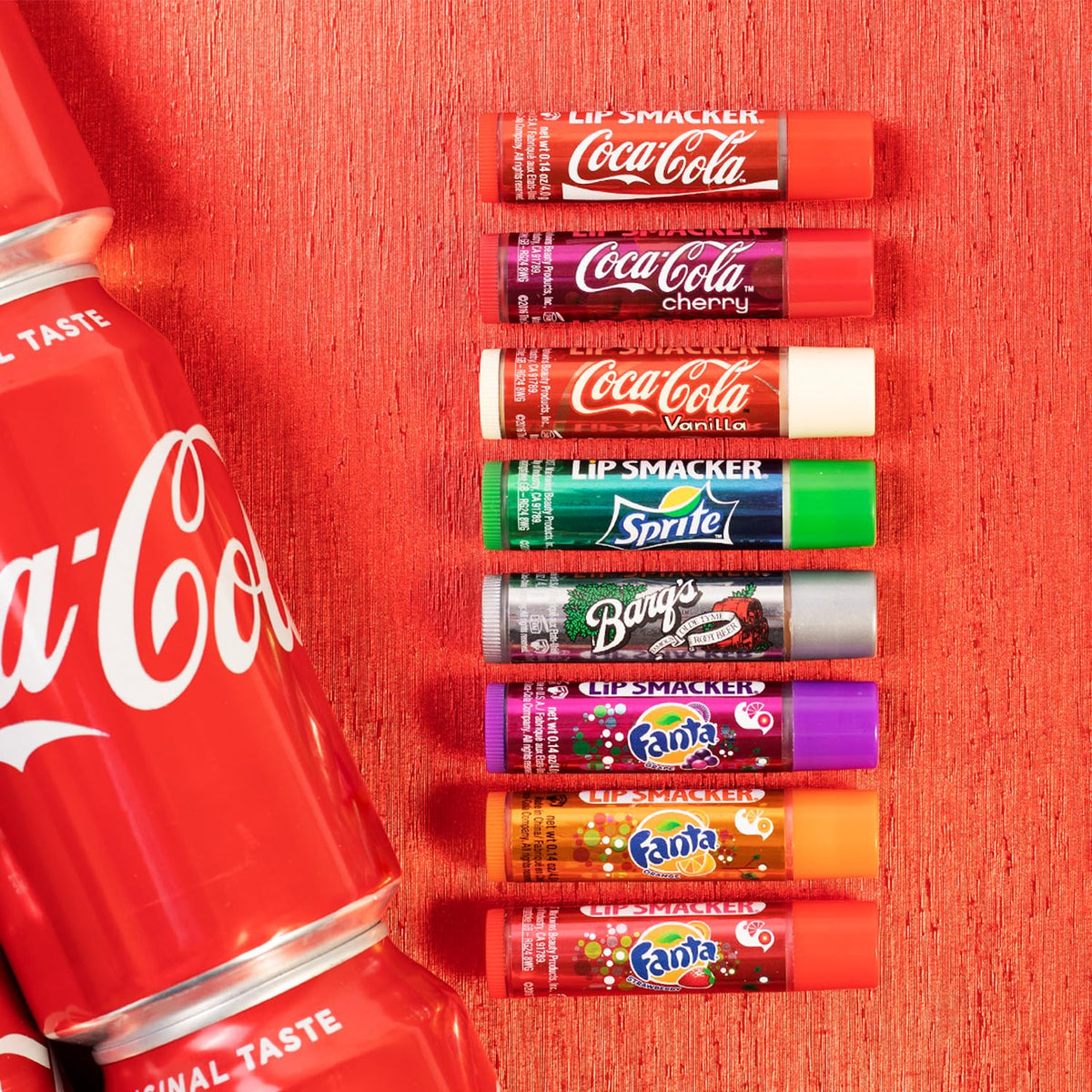 Lip Smacker Coca-Cola Flavored Balm, 8 Count, Flavors Coke, Cherry Vanilla Sprite, Root Beer, Orange Fanta, Grape Strawb