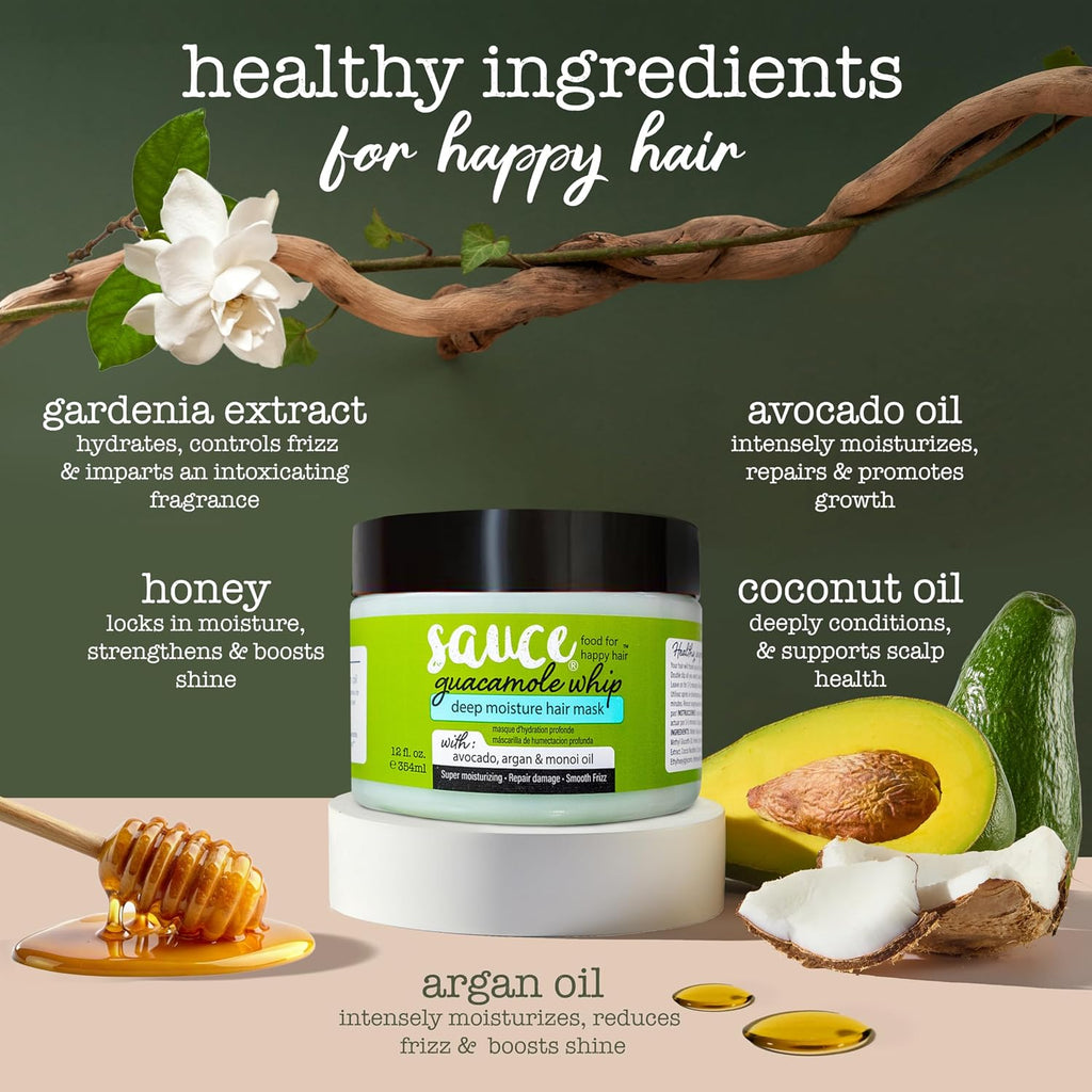 SAUCE Deep Conditioning Hair Mask, Guacamole Whip, 12 Fl Oz