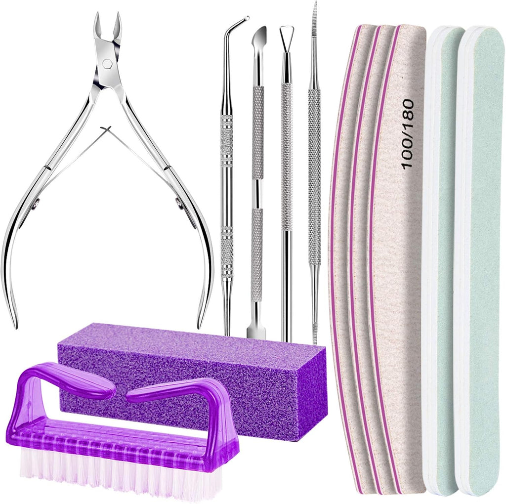 FANDAMEI Nail Care Kit, Nail Files 100/180, Nail Buffer Block, Cuticle Nippers, Cuticle Trimmer, Cuticle Pusher, Nail To