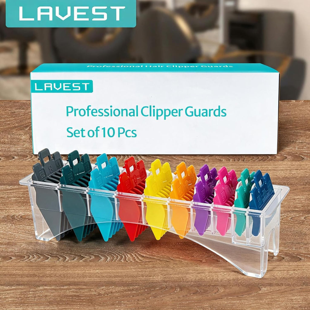 Clipper Guards Set for Most Wahl Clippers with Holder, 10Pcs, Color-coded