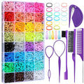 32 Colors Small Hair Rubber Bands with 16 Styling Tools, 2000 Pcs Elastic Girl Baby Hair Ties, Mini Bands with Elastic C