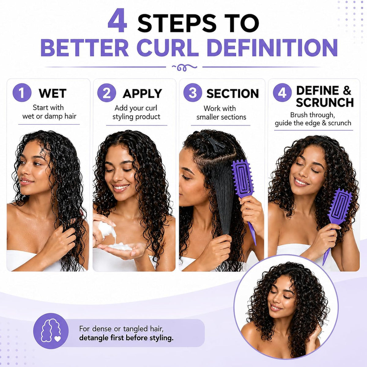 Curly Hair Brush Candybrush Curl Defining Brush for Detangling Shaping and Defining Curls for Women, Men, Wet & Dry Hair