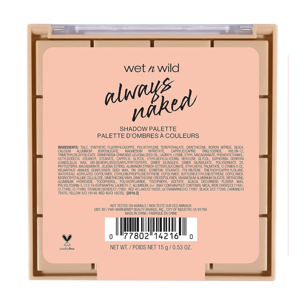 wet n wild Always Naked Palette, Nude Neutral Eye Makeup, Blendable, Warm And Cool Nude Pigments, Matte, Shimmer, Glitte