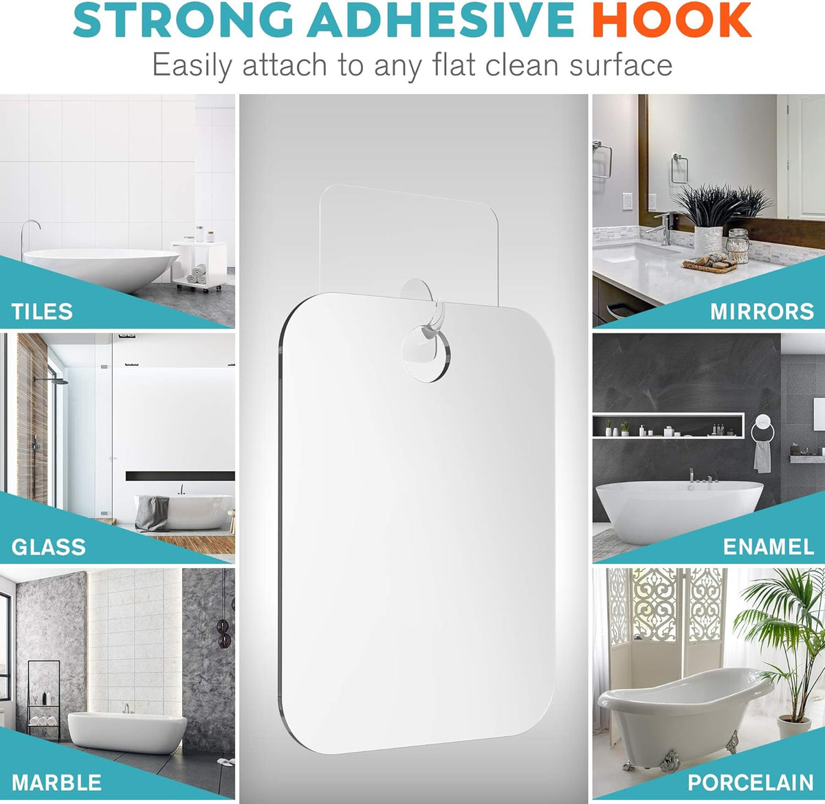 HONEYBULL Fogless Shower Mirror for Shaving, No Drill Mount, Compact 6x8in