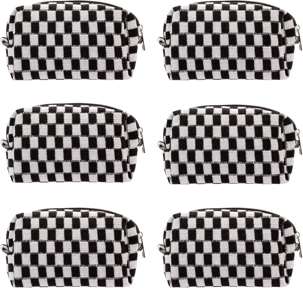 Checkered Makeup Bag for Purse Portable Zipper Make Up Pouch Small Cosmetic Case for Travel Accessories (Hotpink)