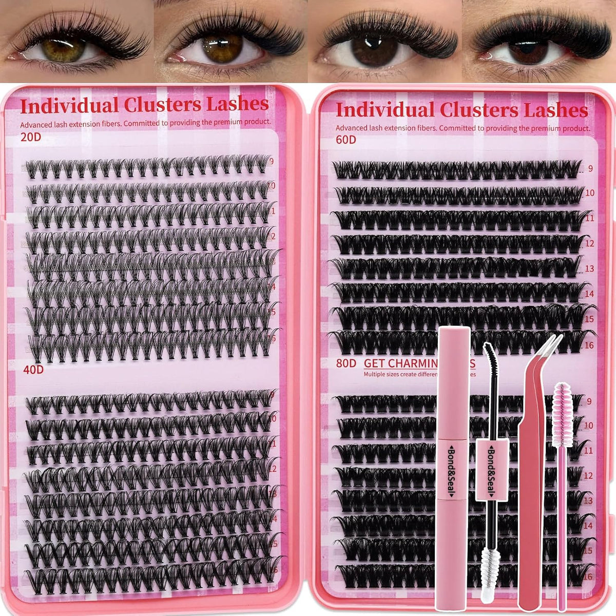 Lash Clusters Kit for Beginners Eyelash Clusters Kit Lashes Clusters Kit Cluster Lashes Pestañas Postizas Naturales with
