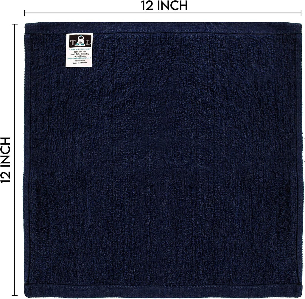 Towel and Linen Mart 100% Cotton - 24 Pack Wash Cloth Set - Flannel Face Cloths, Highly Absorbent and Soft Feel Fingerti