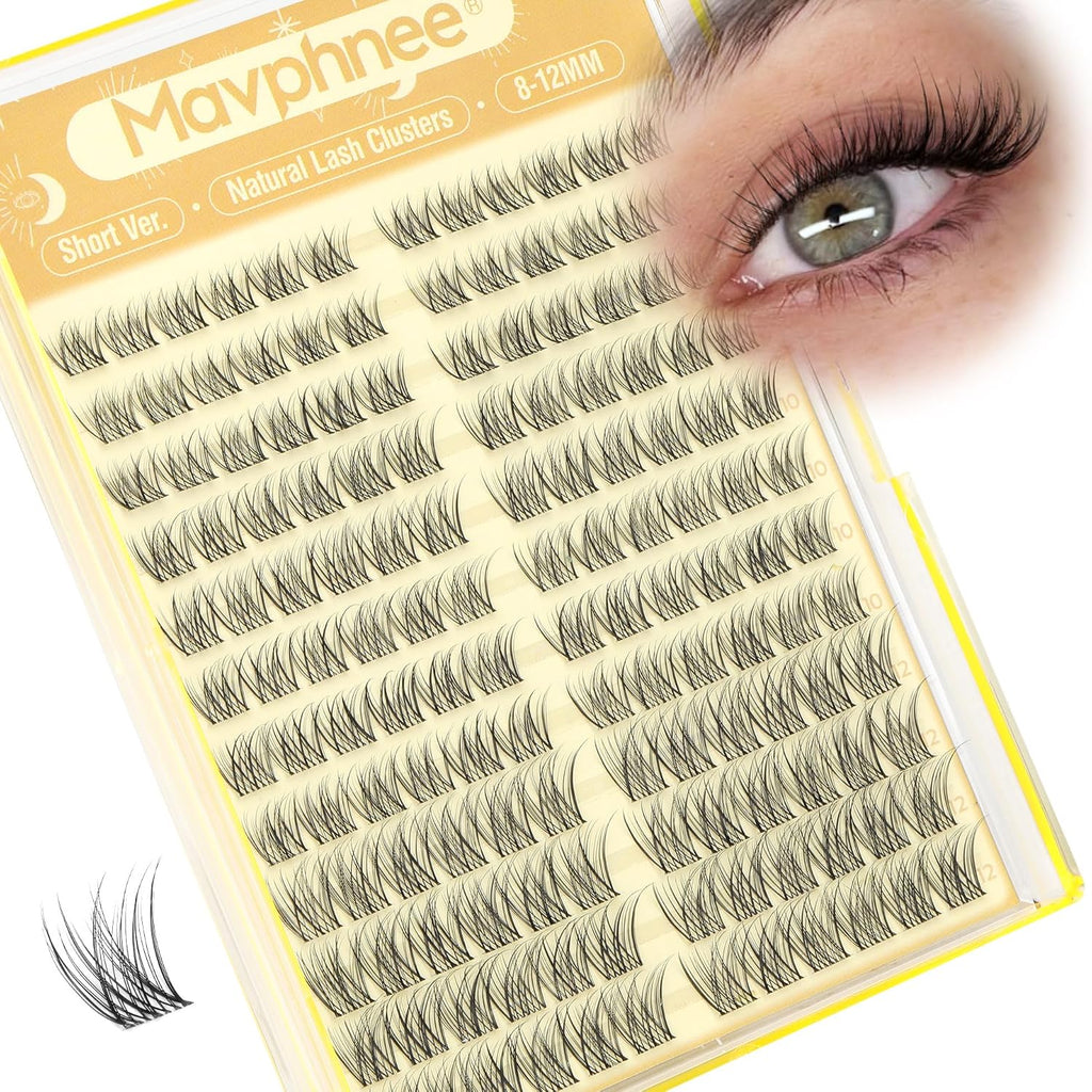 Short Lash Clusters Natural Cluster Eyelash Extensions 8-10-12MM Clear Band Cluster Lashes Extensions Wispy Individual L
