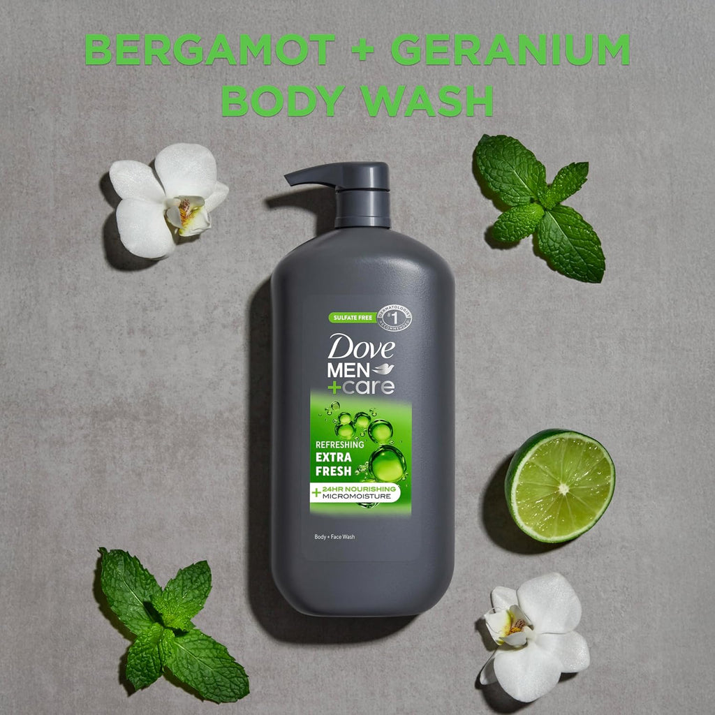 DOVE MEN + CARE Body and Face Wash, Refreshing Extra Fresh for Men, 30 oz