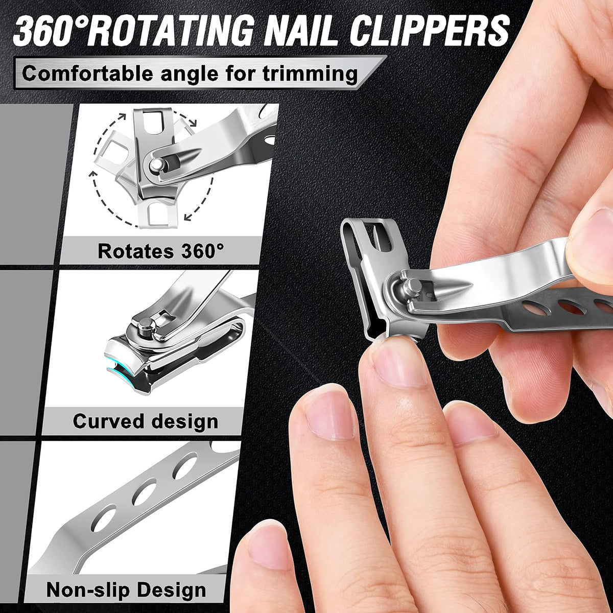 Toenail Clippers for Seniors Thick Toenails, Aucurwen Heavy Duty Toe Nail Clippers Adult Thick Nails Long Handle, Large 