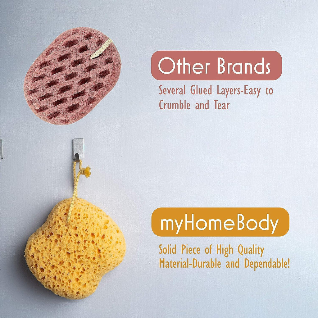 myHomeBody Bath Sponge, Foam Loofah, Shower Sponge for Body, Curvy, 3 Pack