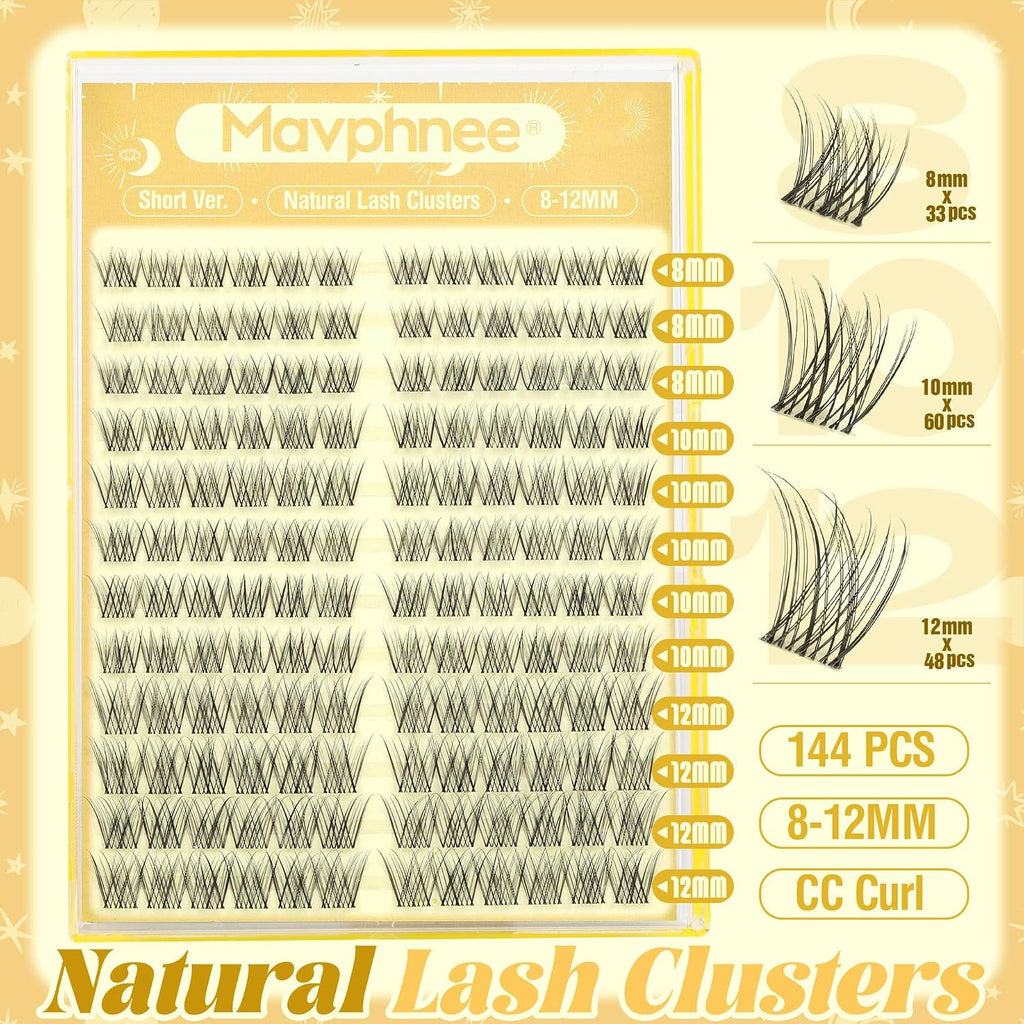 Short Lash Clusters Natural Cluster Eyelash Extensions 8-10-12MM Clear Band Cluster Lashes Extensions Wispy Individual L