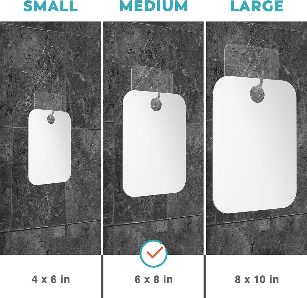 HONEYBULL Fogless Shower Mirror for Shaving, No Drill Mount, Compact 6x8in