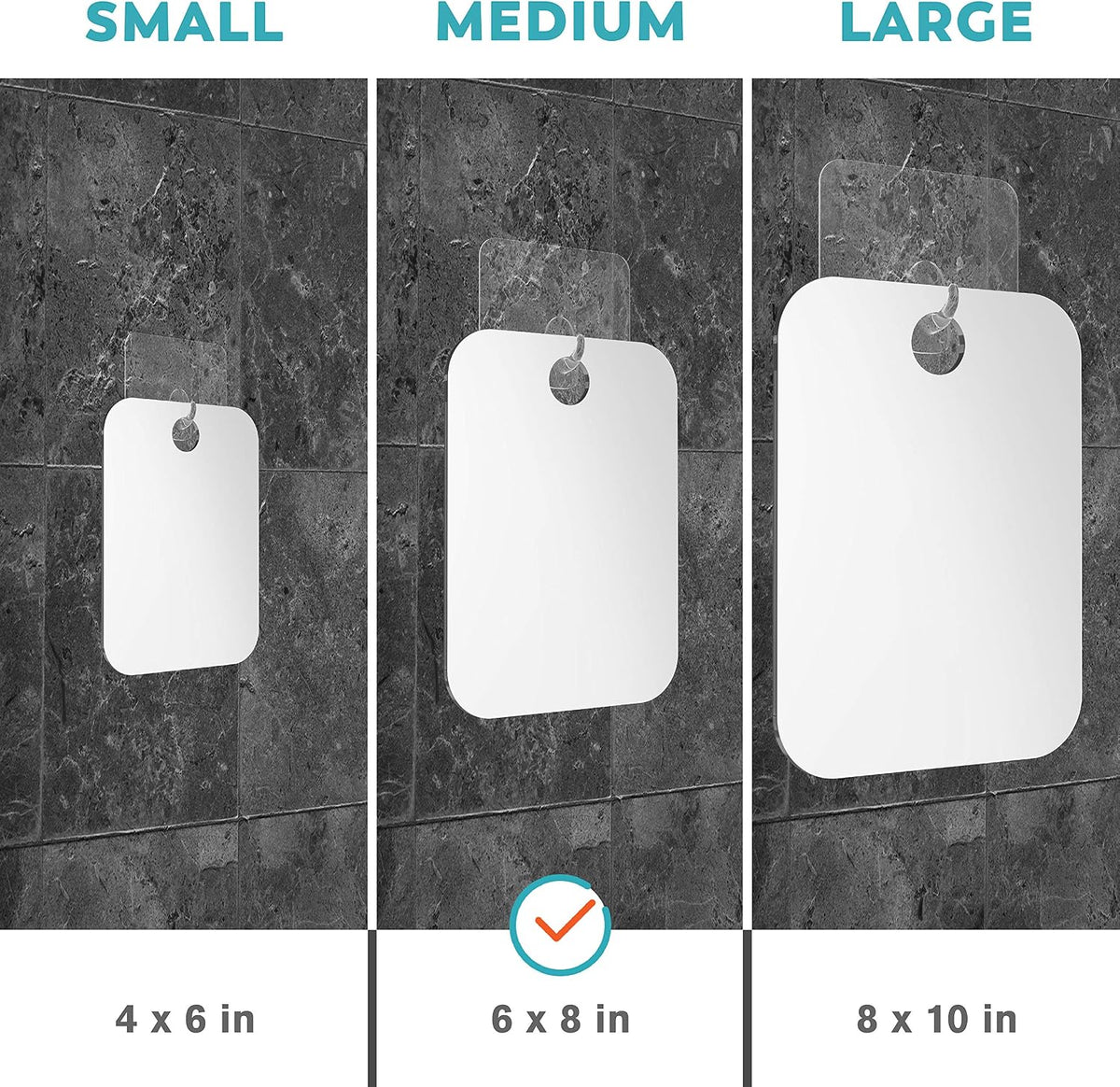 HONEYBULL Fogless Shower Mirror for Shaving, No Drill Mount, Compact 6x8in