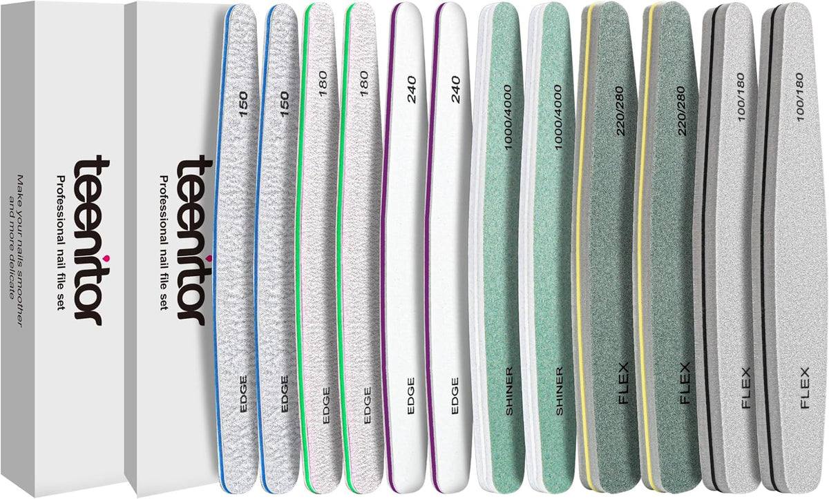Teenitor Nail File Nail Buffer, 6 pcs Nail Files and Buffers for Natural Nails, Emery Boards for Nails, Nail Buffer and 