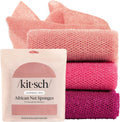 Kitsch African Net Sponge – Exfoliating Body Scrubber – Berry Pink, 3 Pcs