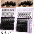 DIY Lash Extension Kit 100D+150D Volume Lash Clusters with Spikes Lash Extension Kit Bottom Lashes Wispy Cluster Eyelash