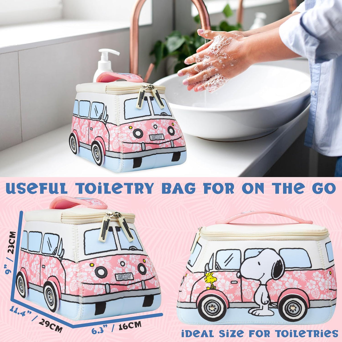 Peanuts Snoopy Travel Toiletry Makeup Bag for Girls, Teens