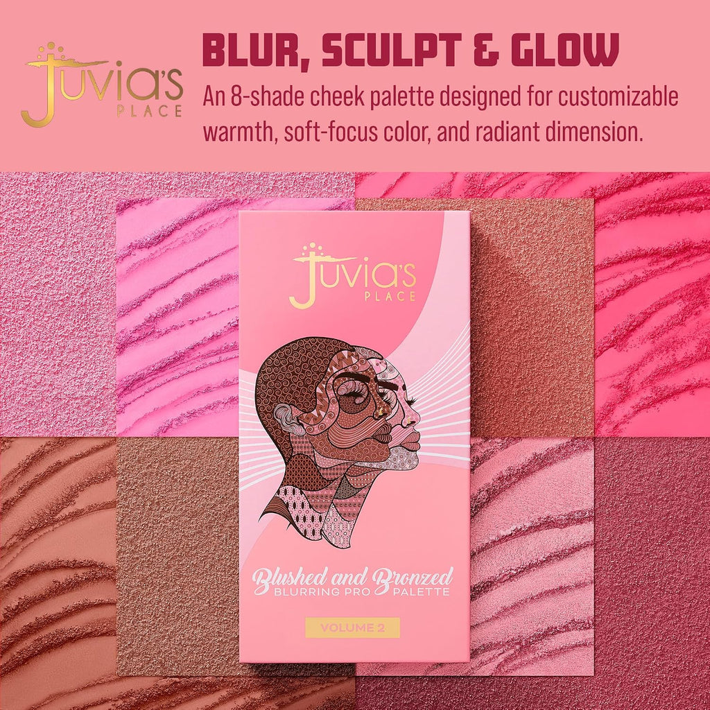 Juvia’s Place Blushed & Bronzed Blurring Pro Palette Volume 2 – 8 Shade Blush & Bronzed Palette, Matte & Shimmer Finishe