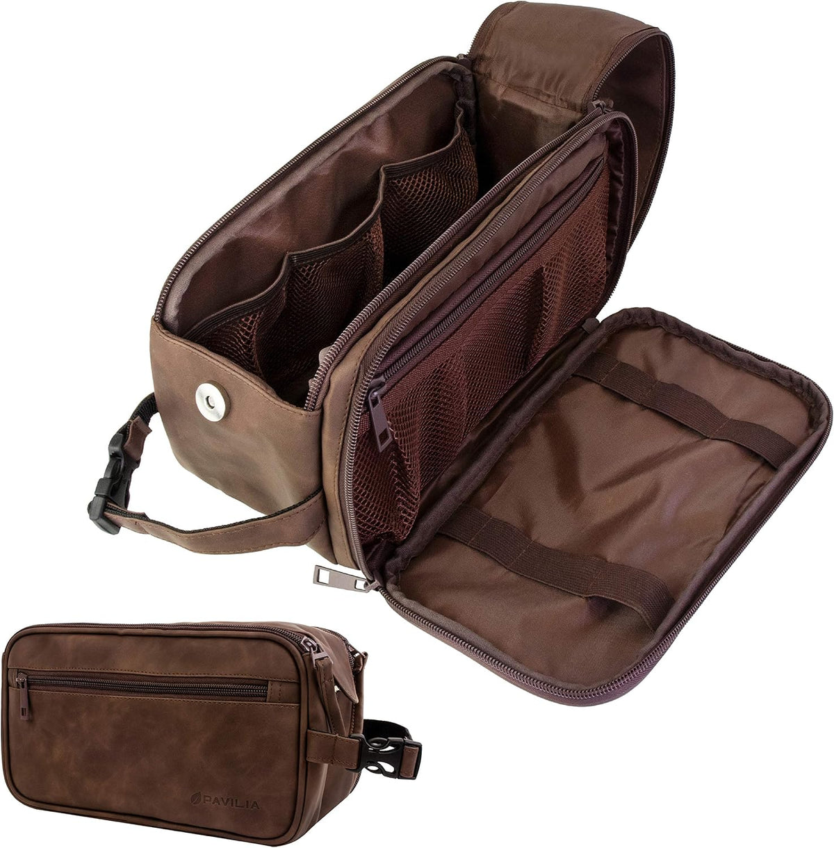PAVILIA Toiletry Bag for Men, Travel Essentials Shaving Dopp Kit, Mens Travel Bag Toiletries Organizer Case for Grooming