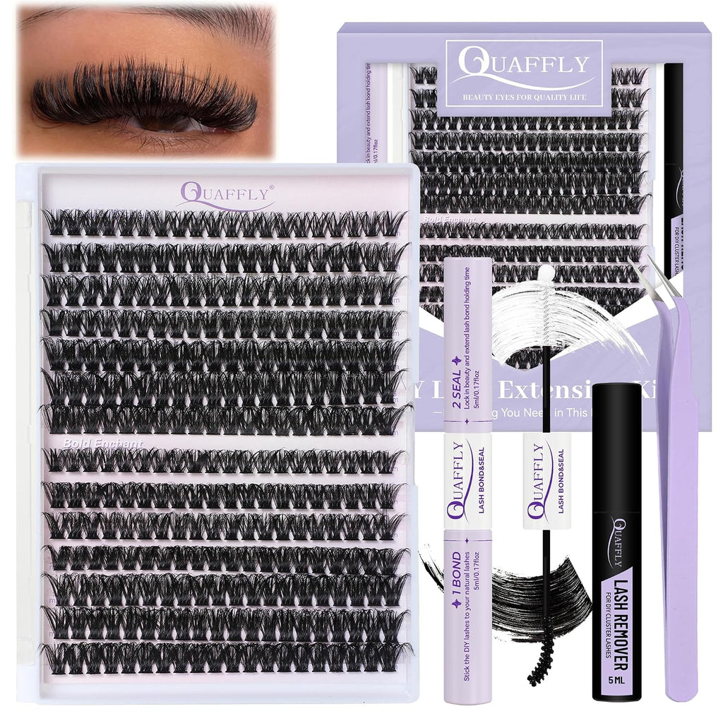 DIY Lash Extension Kit 100D+150D Volume Lash Clusters with Spikes Lash Extension Kit Bottom Lashes Wispy Cluster Eyelash