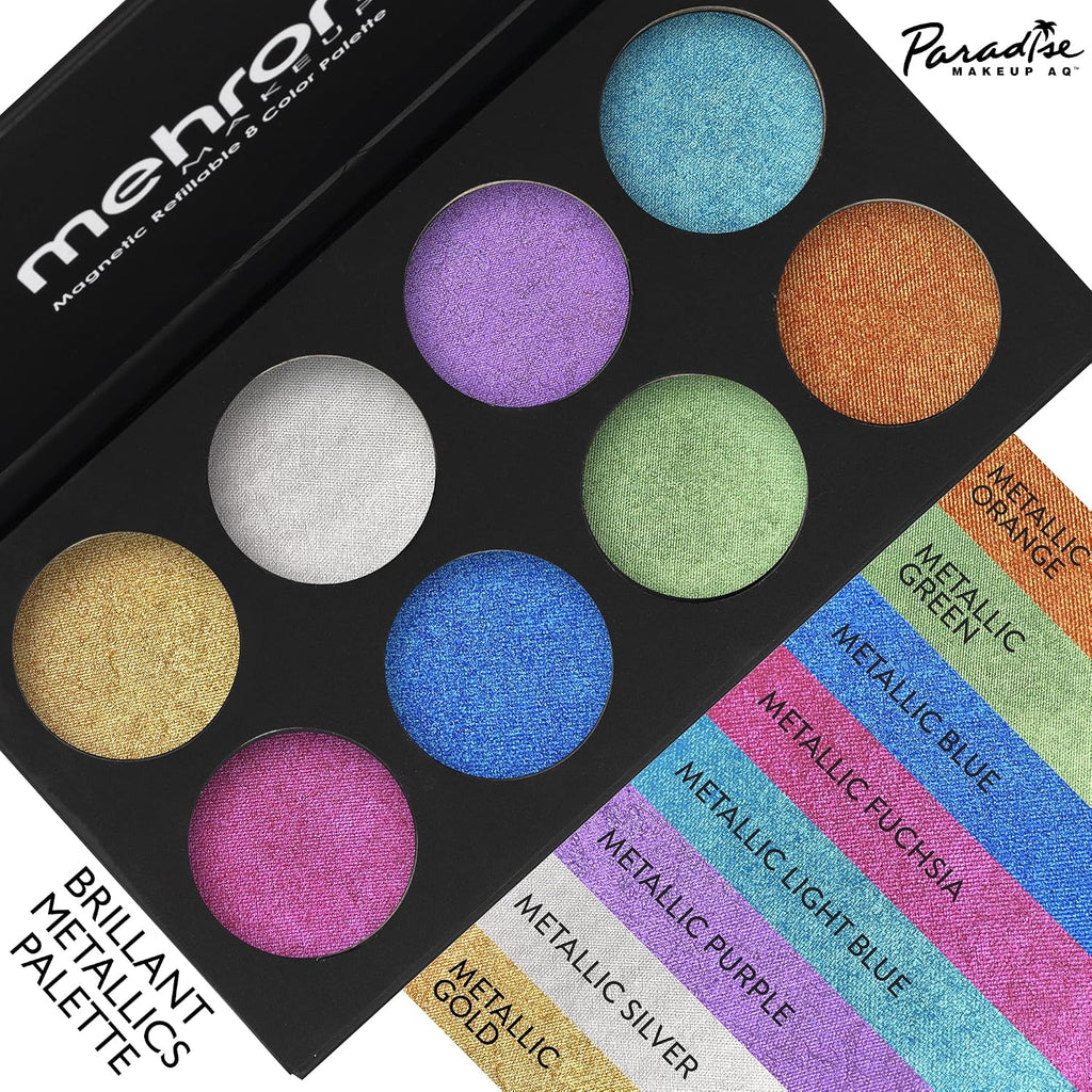 Mehron Makeup Paradise FX - METALLIC PALETTE, Water-Activated Face Paint